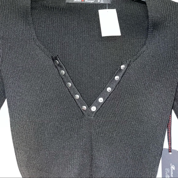 Black Button Front Long Sleeve - Picture 4 of 6